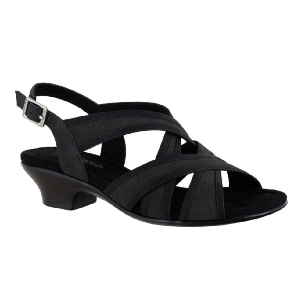 Easy Street Viola Sandals Strappy Open Toe Block Heel Black Womens Size US 7.5M